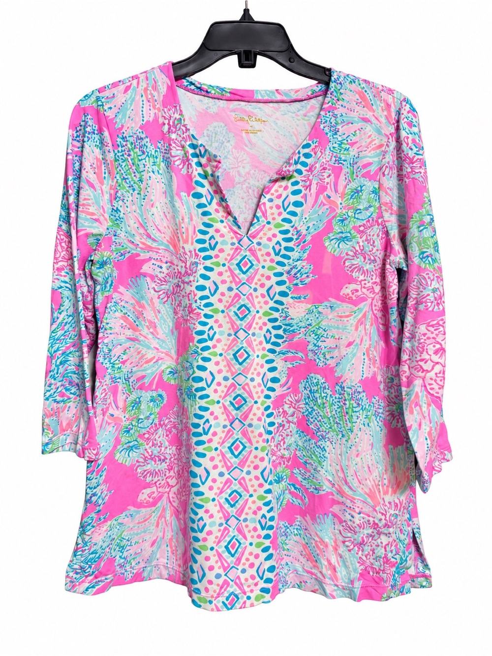 Lilly Pulitzer Pink Coral Reef Print Tunic Top Medium Preppy Resort